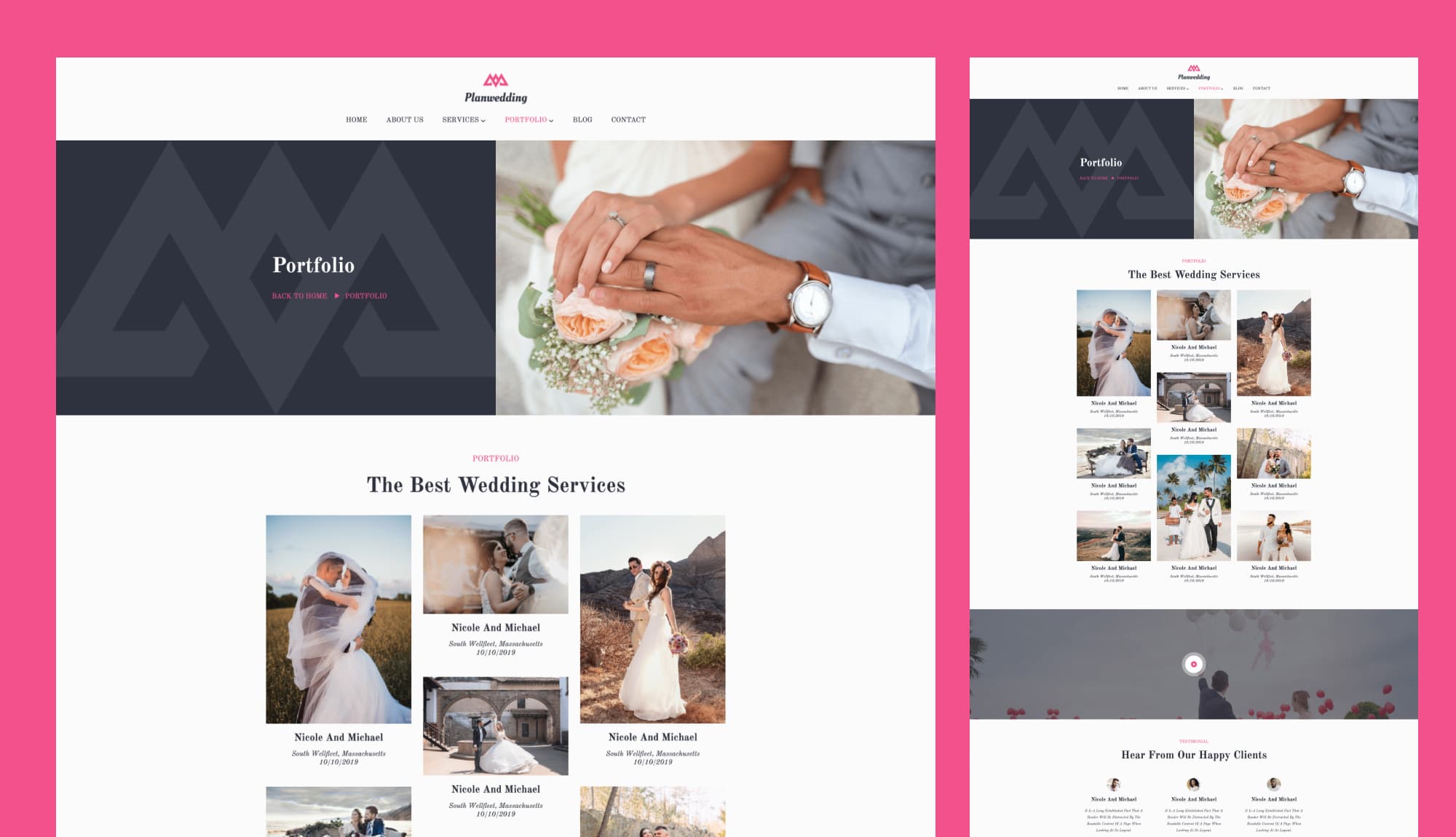 Planwedding Portfolio Page For Gutenberg Banner