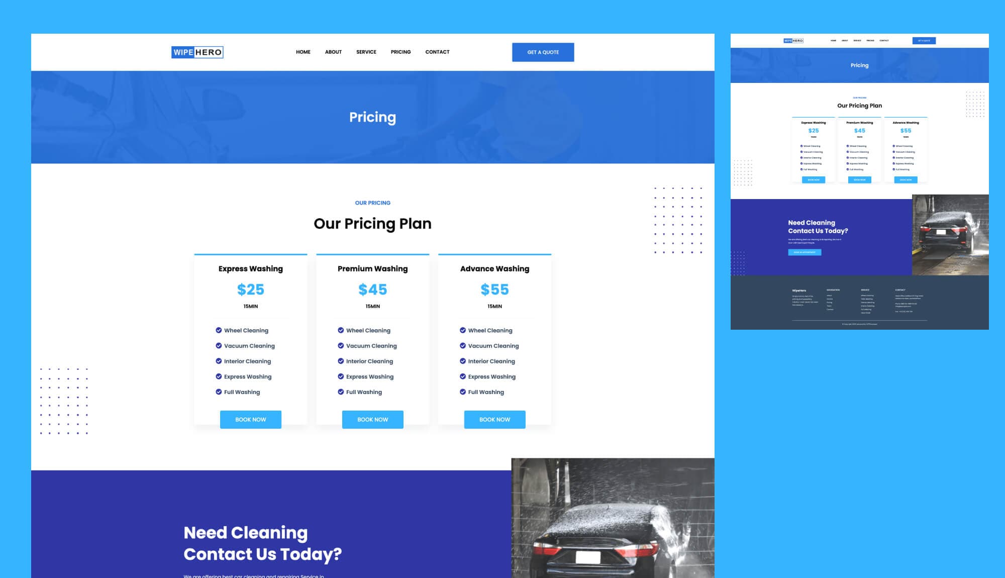 Wipe Hero Pricing Page For Gutenberg Banner
