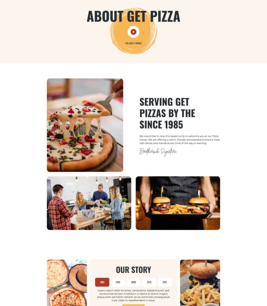 Get Pizza About Page For Gutenberg thumbnail