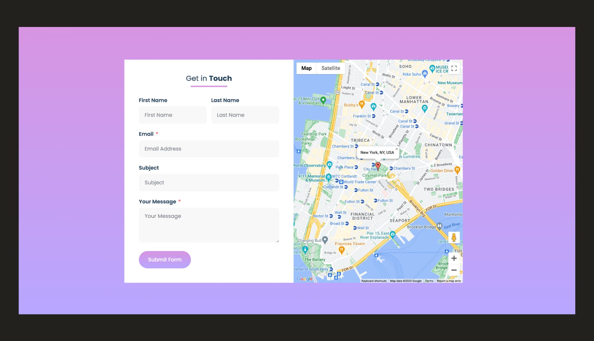 DLab Contact Section For Gutenberg Banner