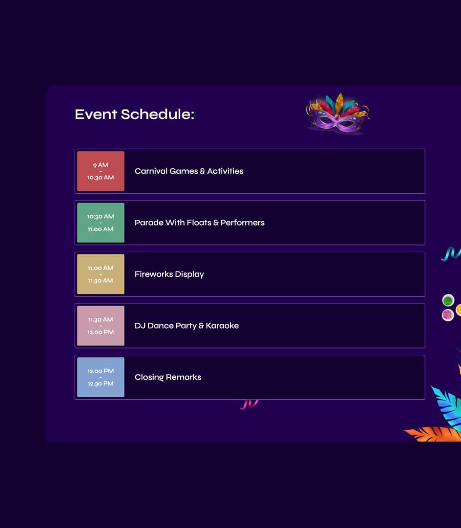 FestiveLy Event Schedule Section thumbnail