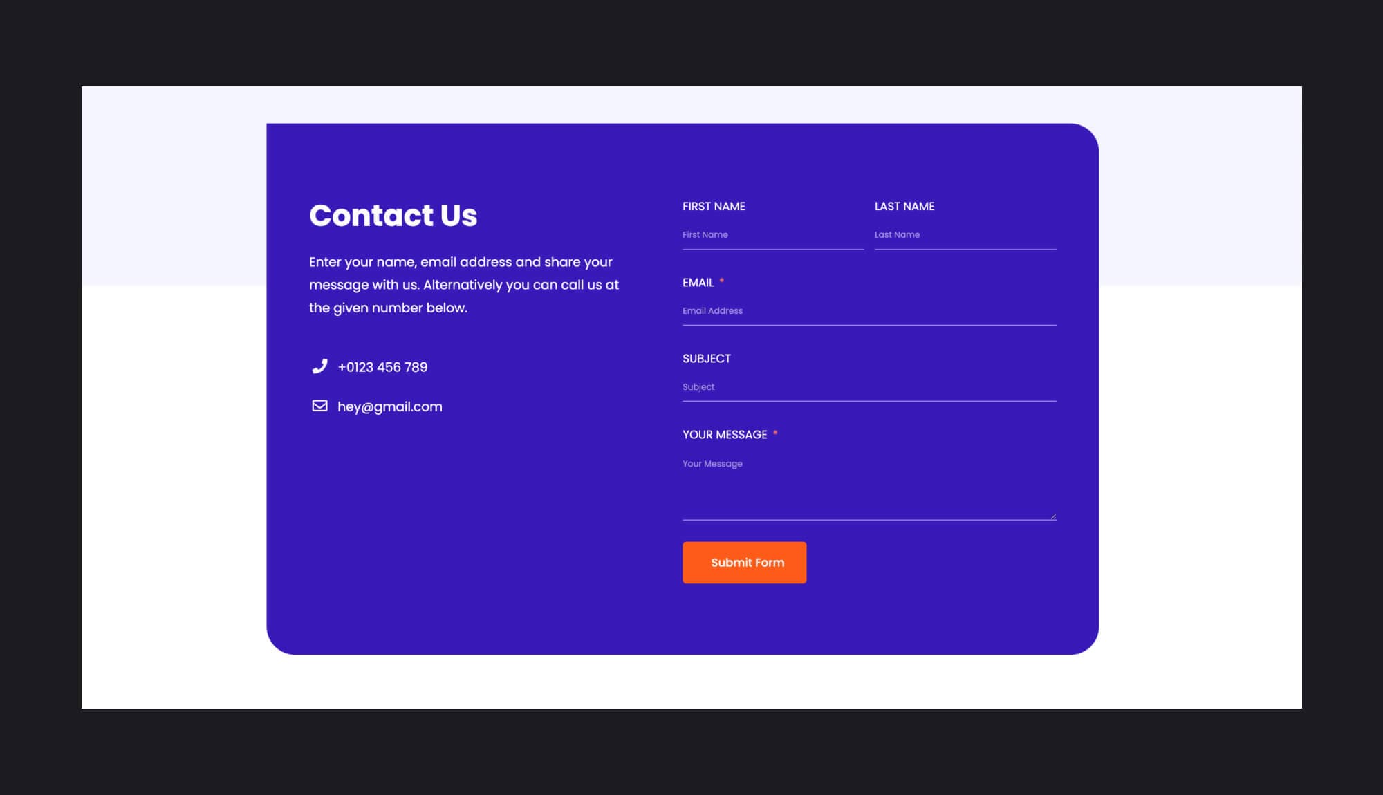 EleCamp Contact Form Section For Gutenberg Banner