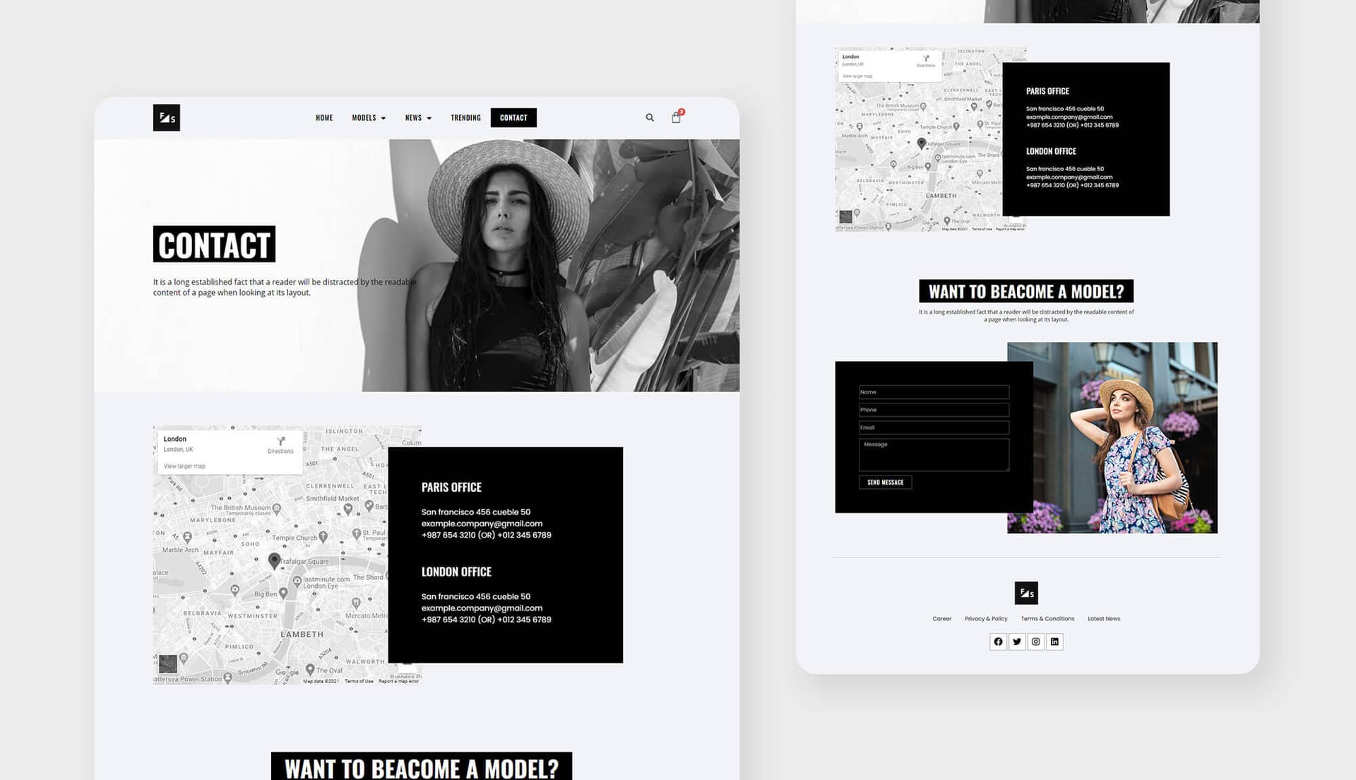 Fashion and Modeling Contact Page By Templately