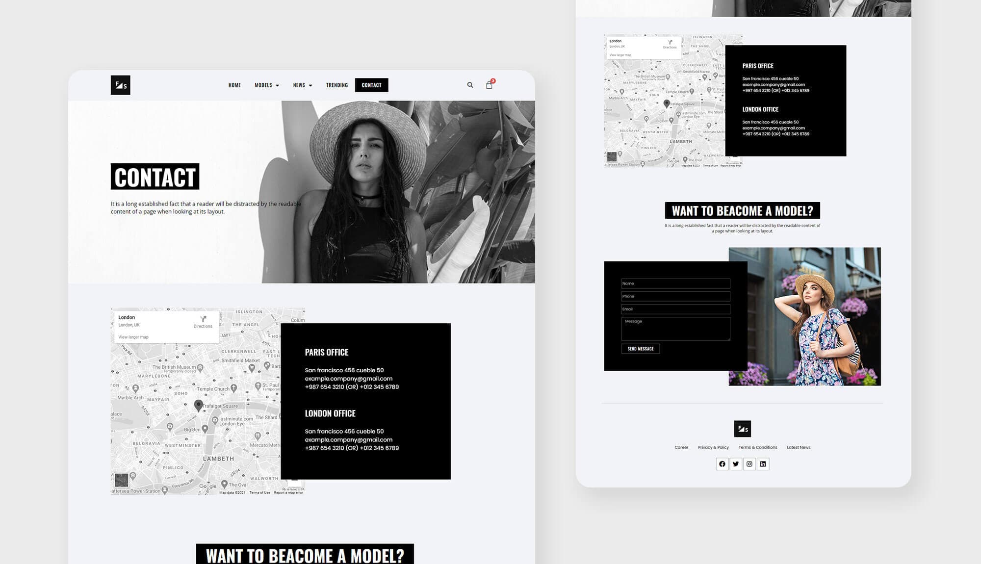 Fashion and Modeling Contact Page Banner