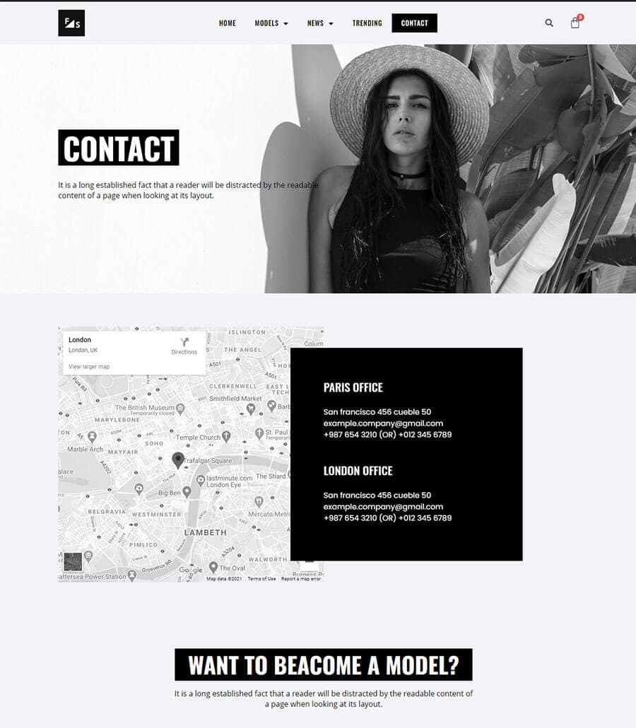 Fashion and Modeling Contact Page thumbnail