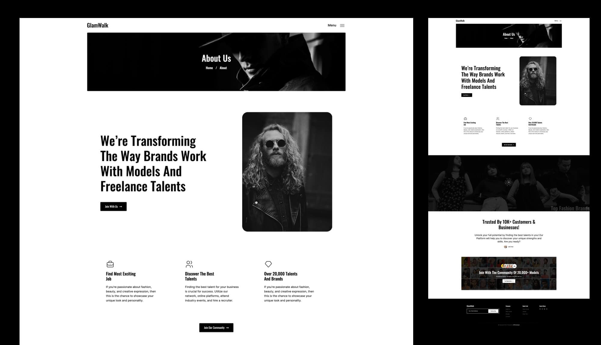 GlamWalk About Page For Gutenberg Banner