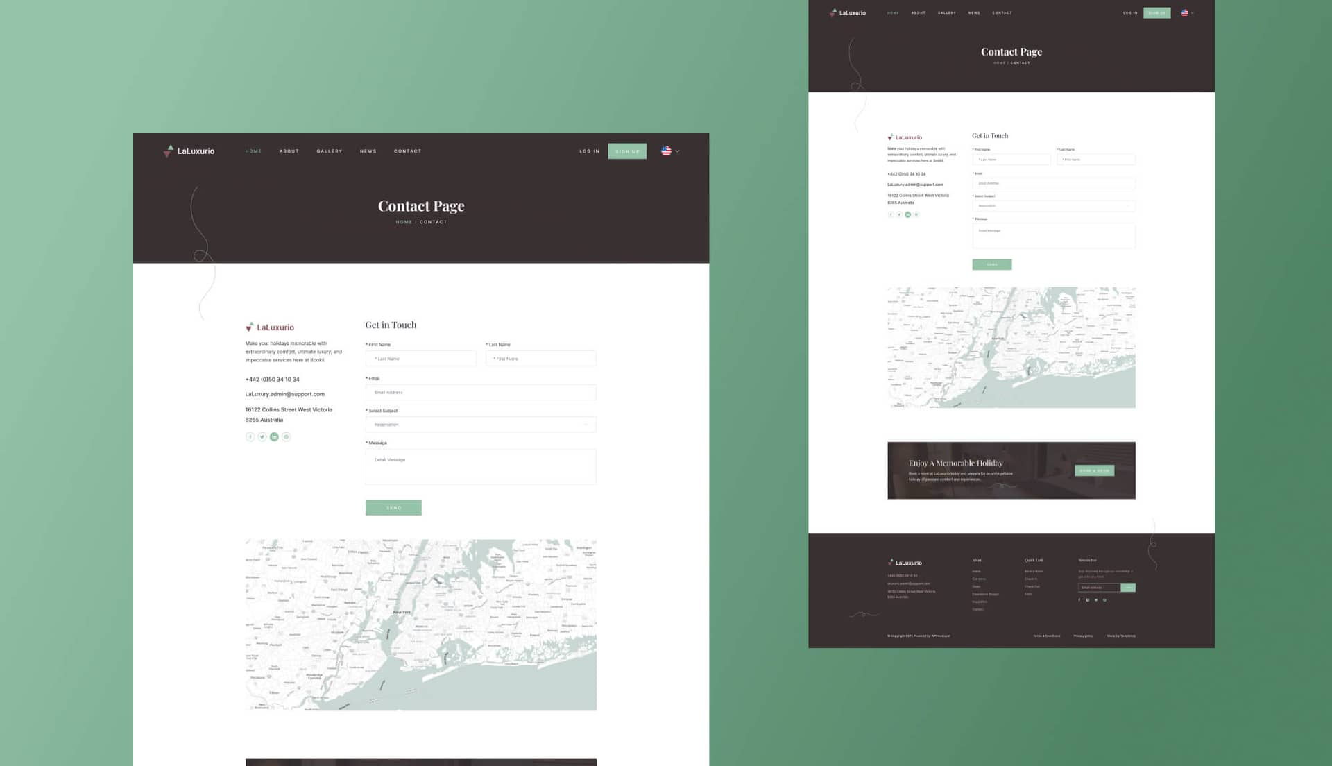 LaLuxurio Contact Page By Templately