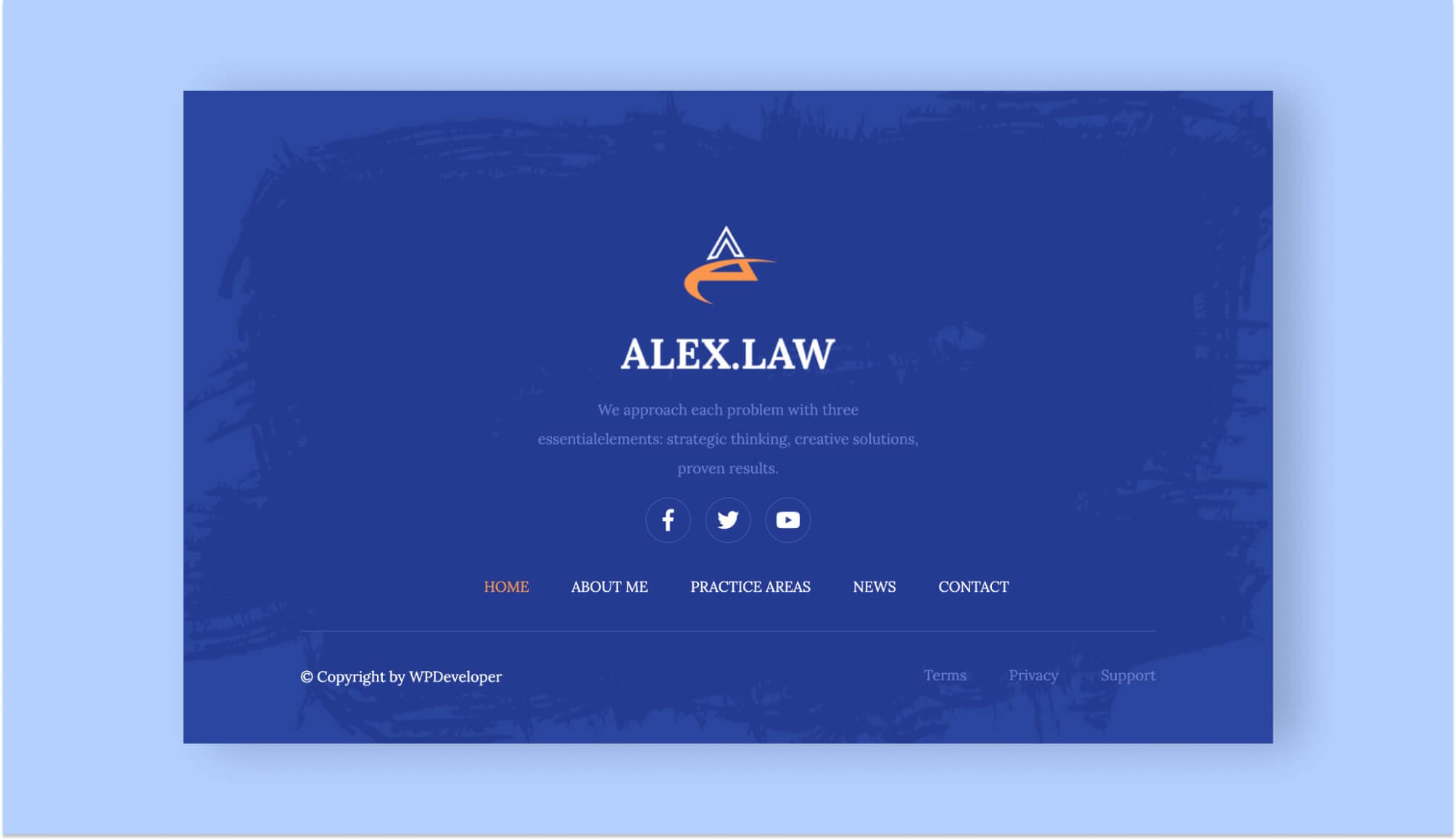 Alex Law Footer Section For Gutenberg Banner
