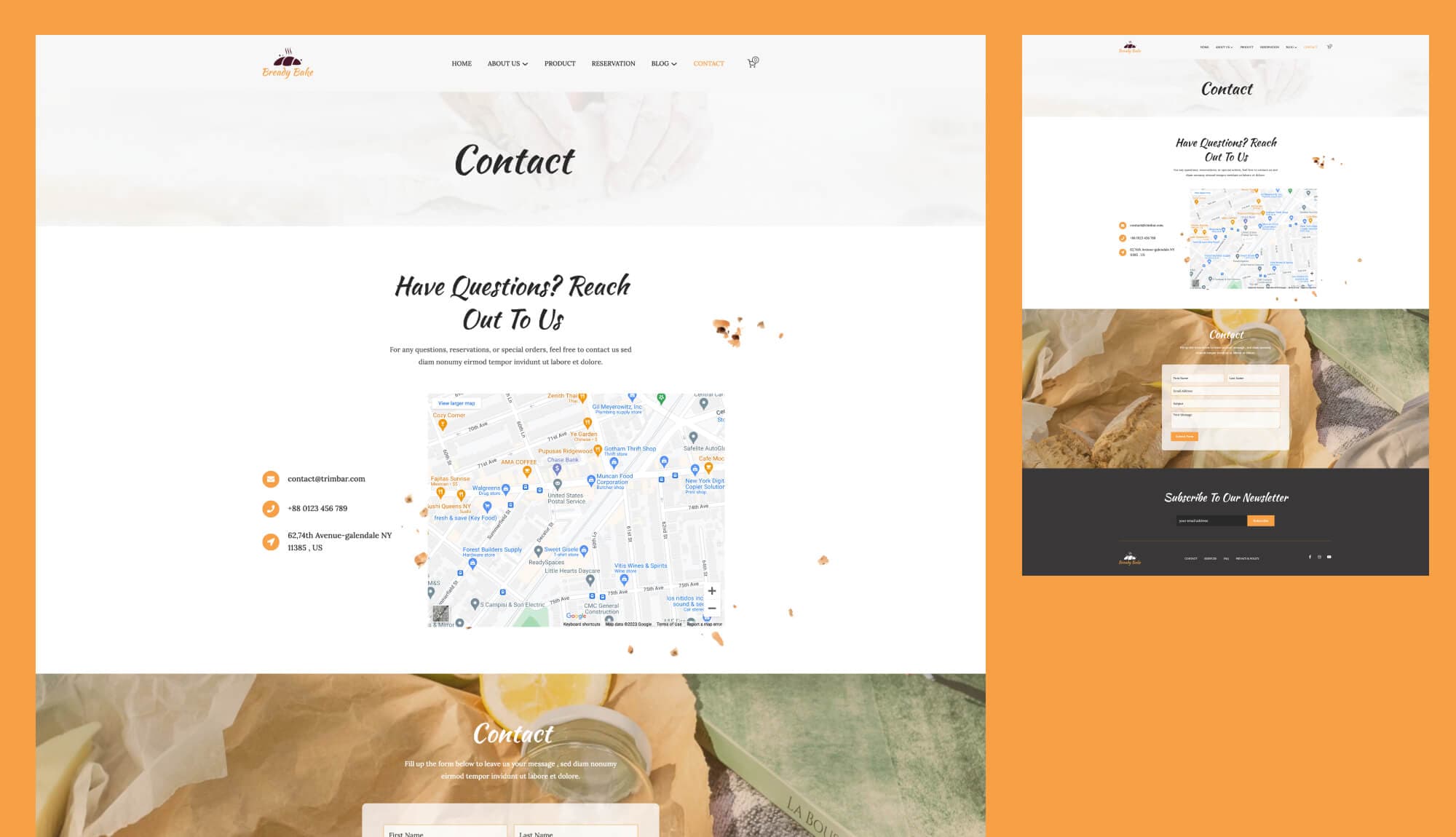 Bready Bake Contact Page For Gutenberg By Templately
