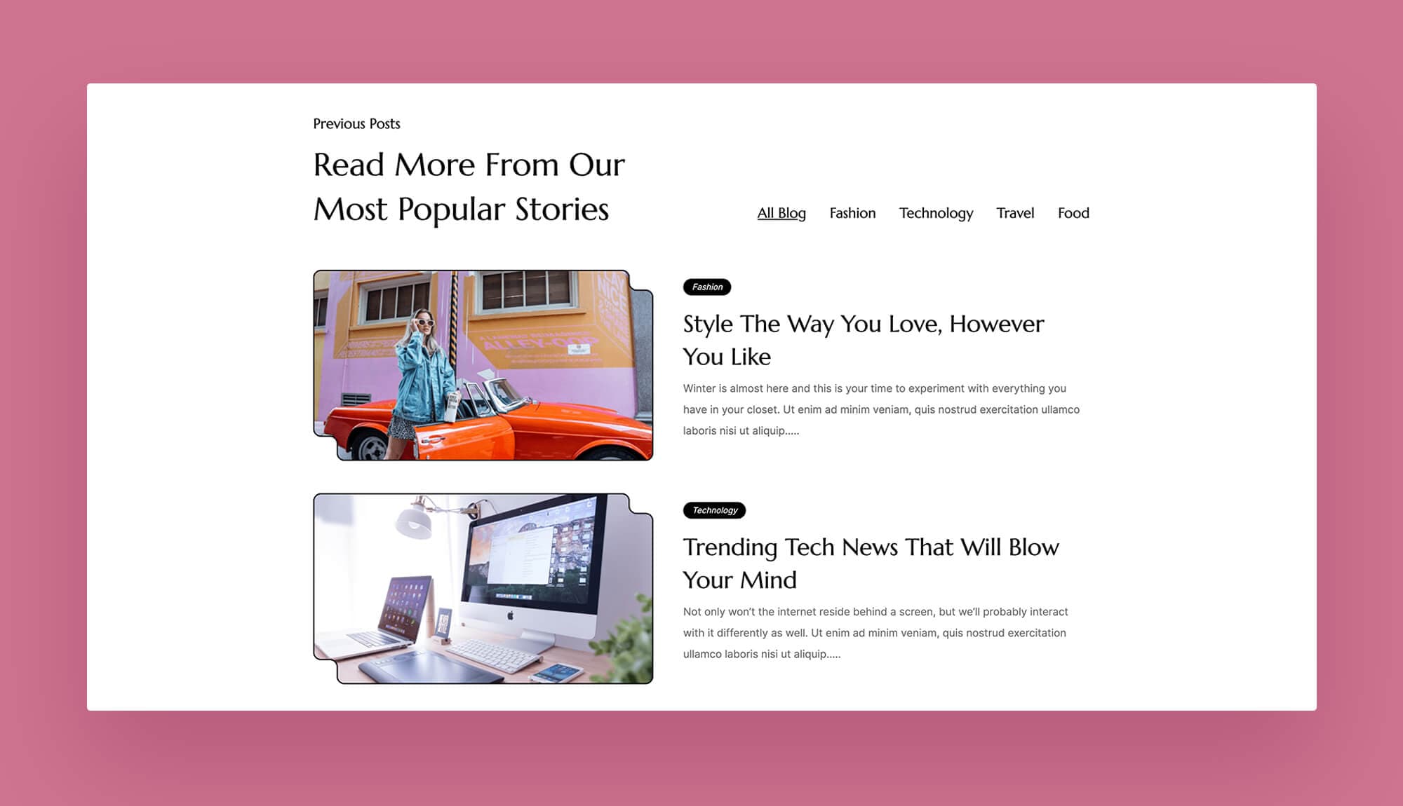 Magazinely Posts by Category Section Banner