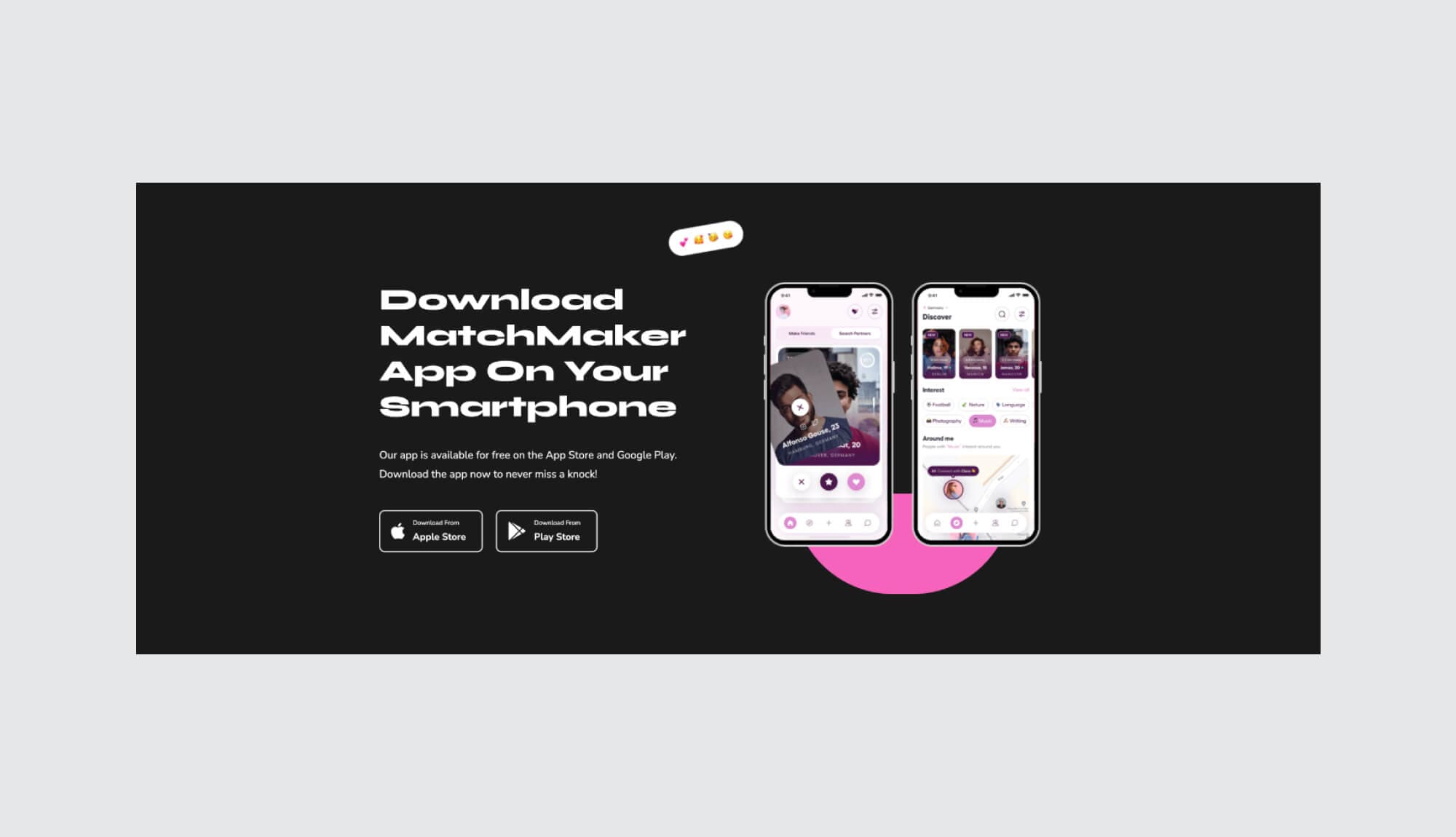 MatchMaker App download section Banner