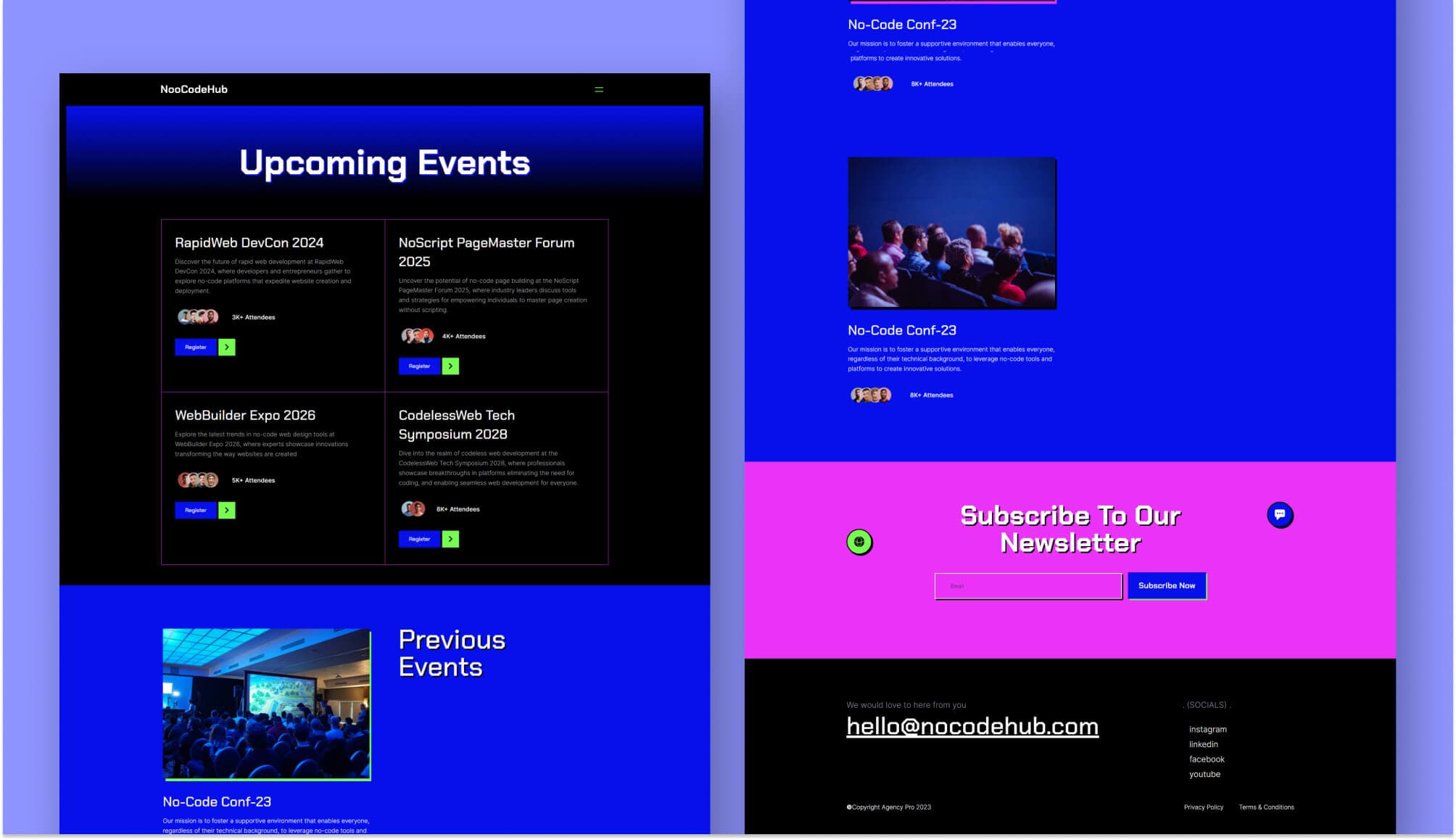 NooCodeHub Events Page For Gutenberg Banner