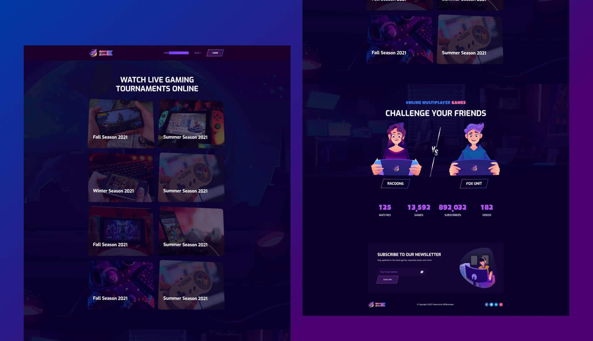 GameZone Tournaments Page For Gutenberg By Templately