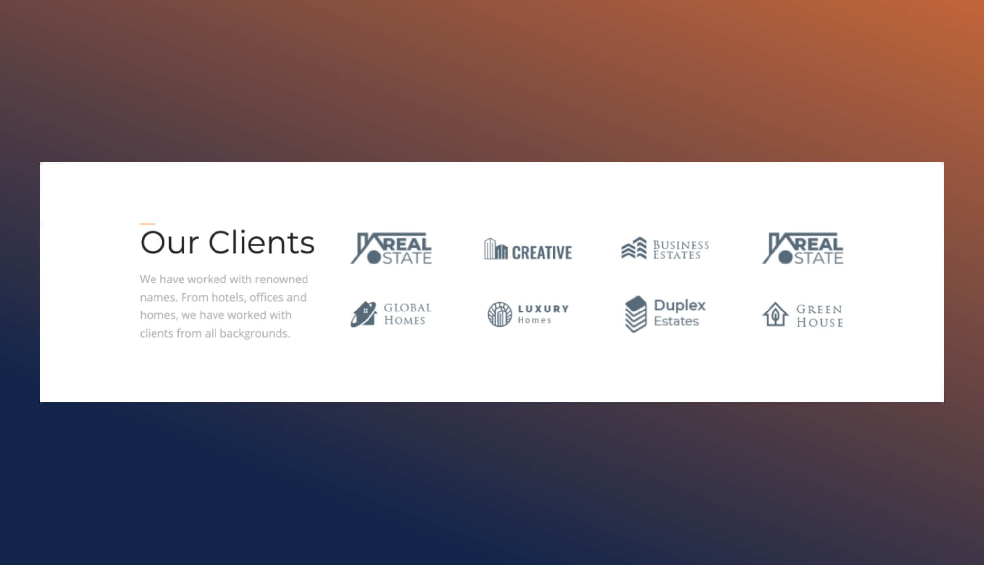 EleInterior Clients Section For Gutenberg Banner