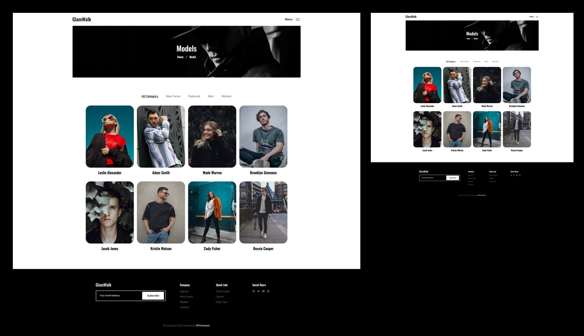 GlamWalk Model Page Banner