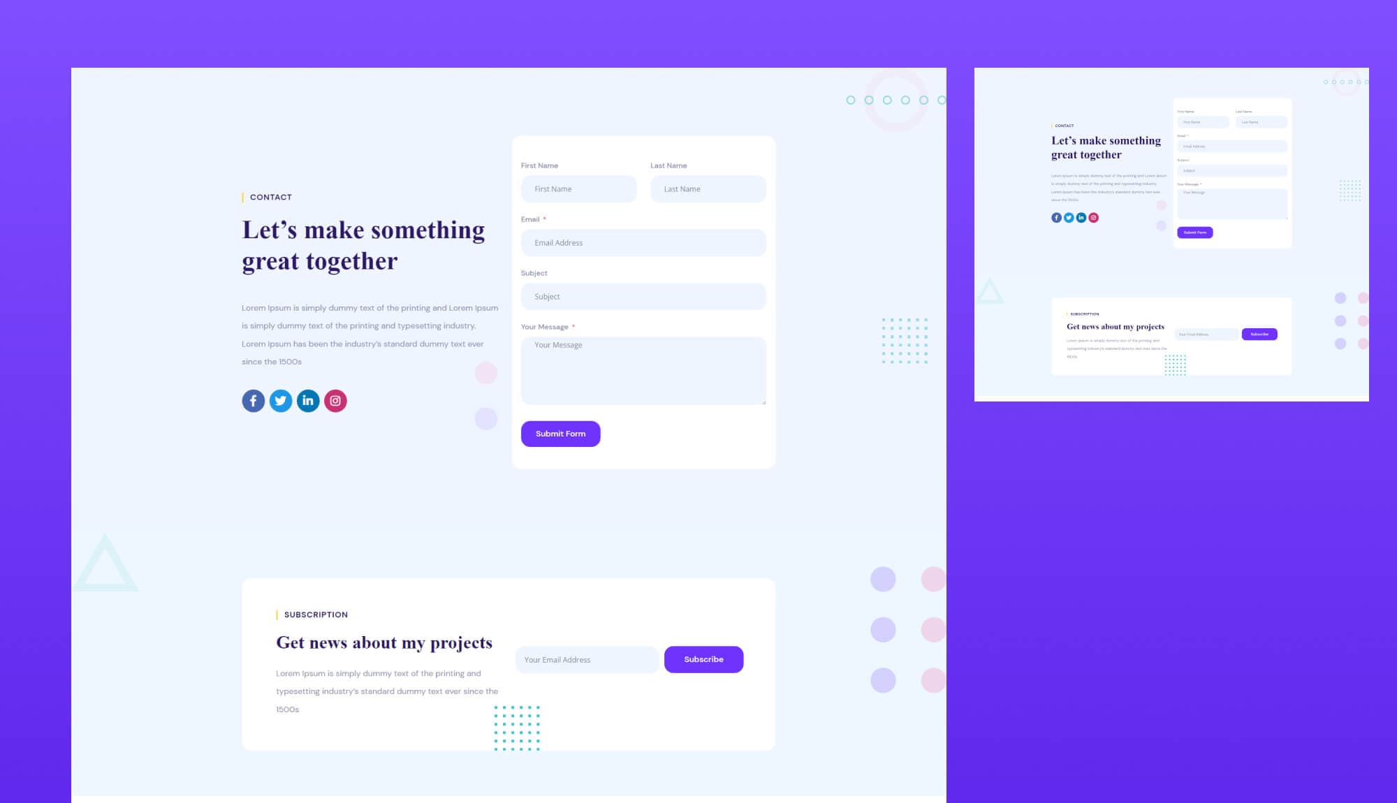 EleFolio Contact Page For Gutenberg Banner