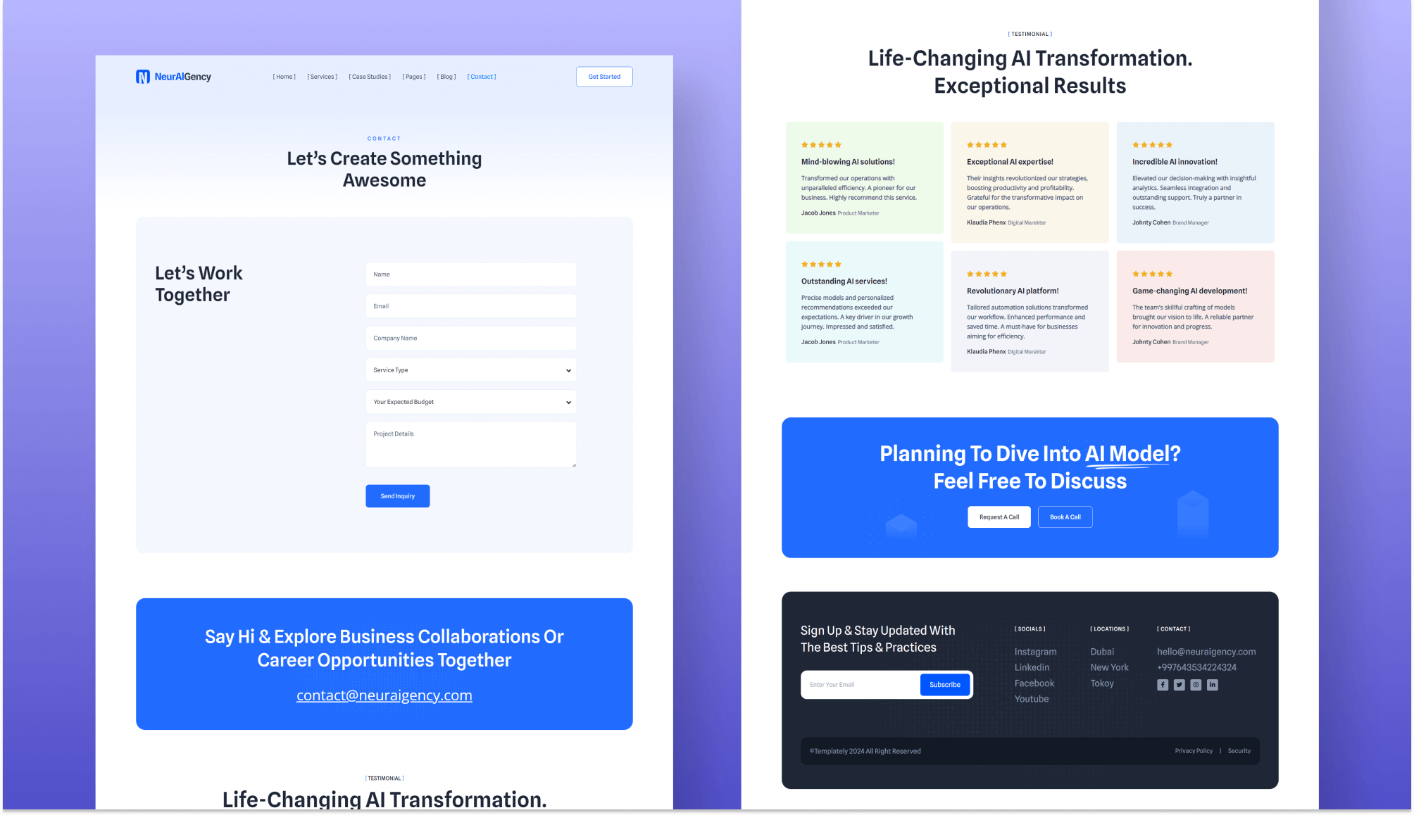 NeurAIGency Contact Page By Templately