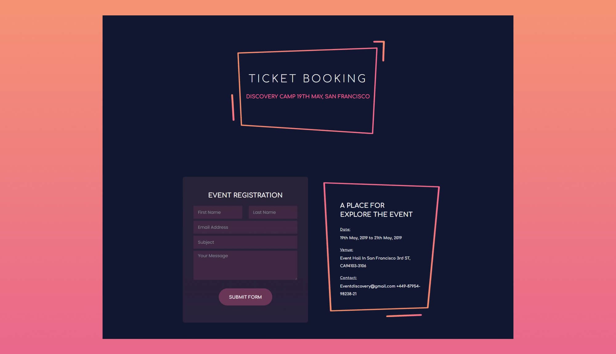 EventGree Ticket Booking Page Dark For Gutenberg Banner