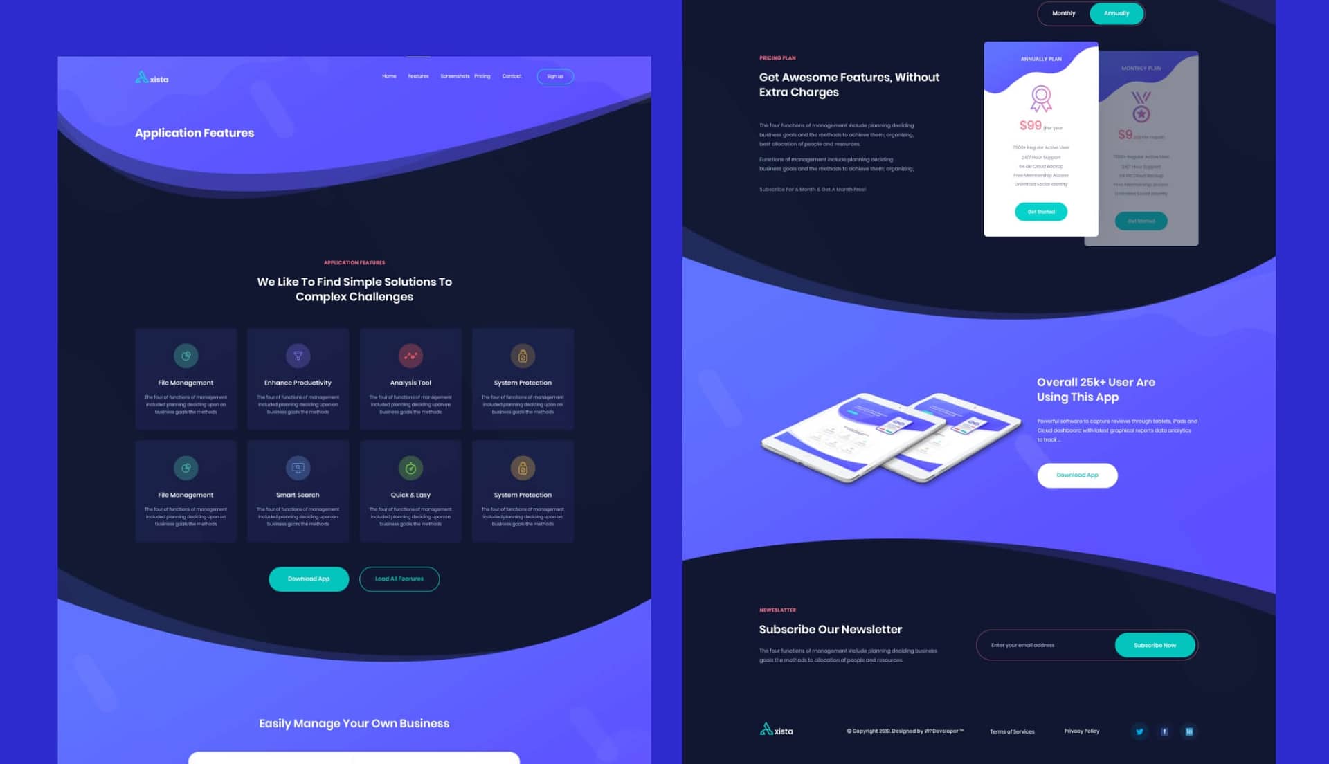 AppMentor App Landing Features page (dark) By Templately