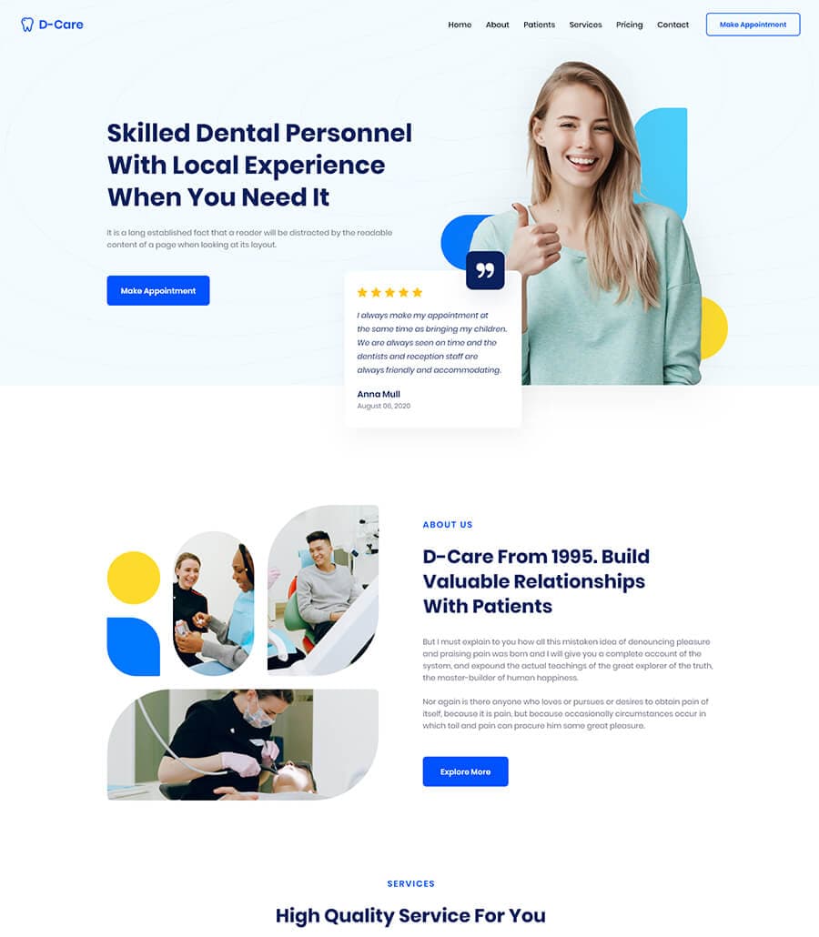 D-Care Home Page thumbnail