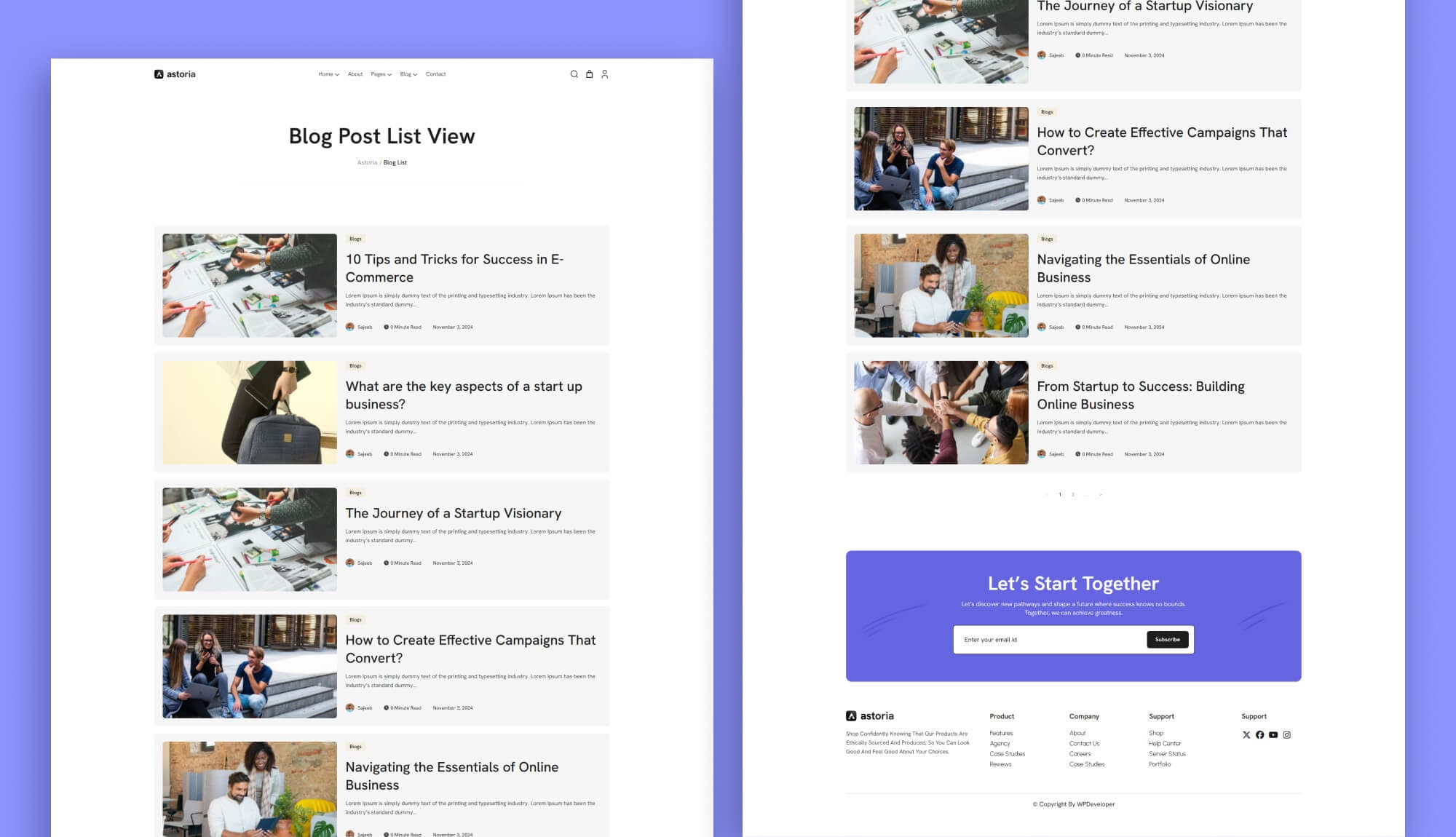 Astoria Blog List Page for Gutenberg Banner