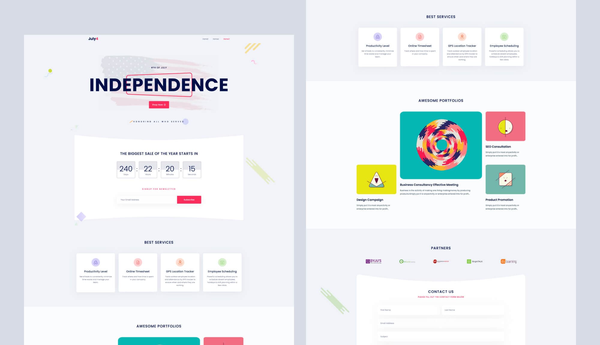 July4 Services Agency Landing Page For Gutenberg Banner