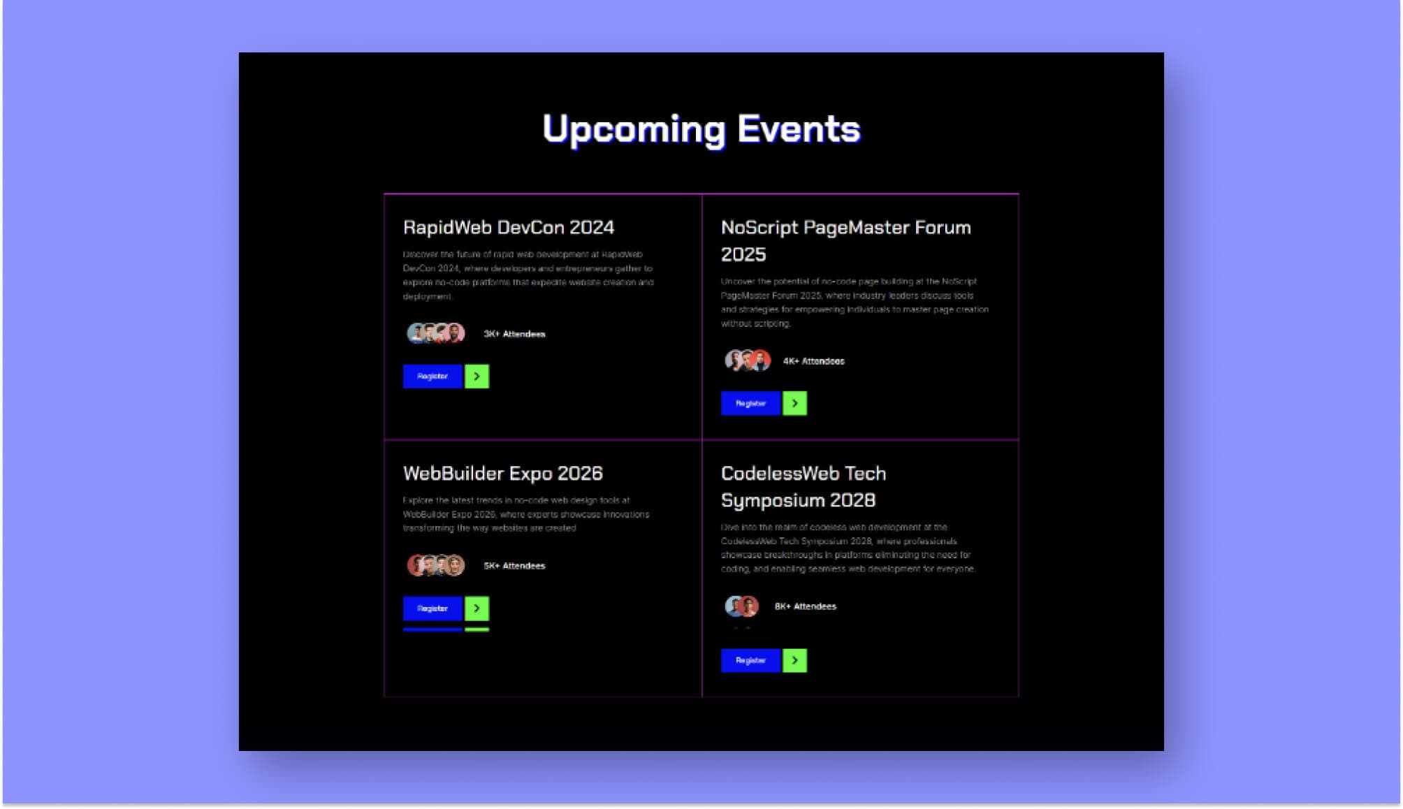 NooCodeHub Upcoming Event Section For Gutenberg Banner