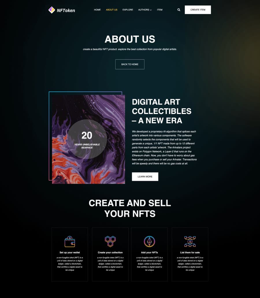 NFToken About Page For gutenberg thumbnail