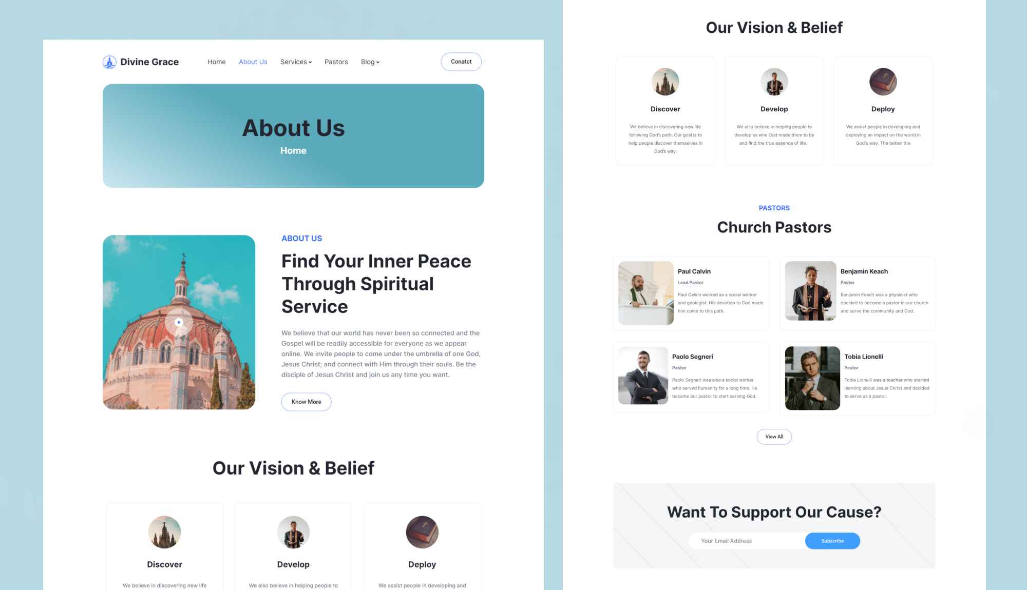 Divine Grace About Page By Templately