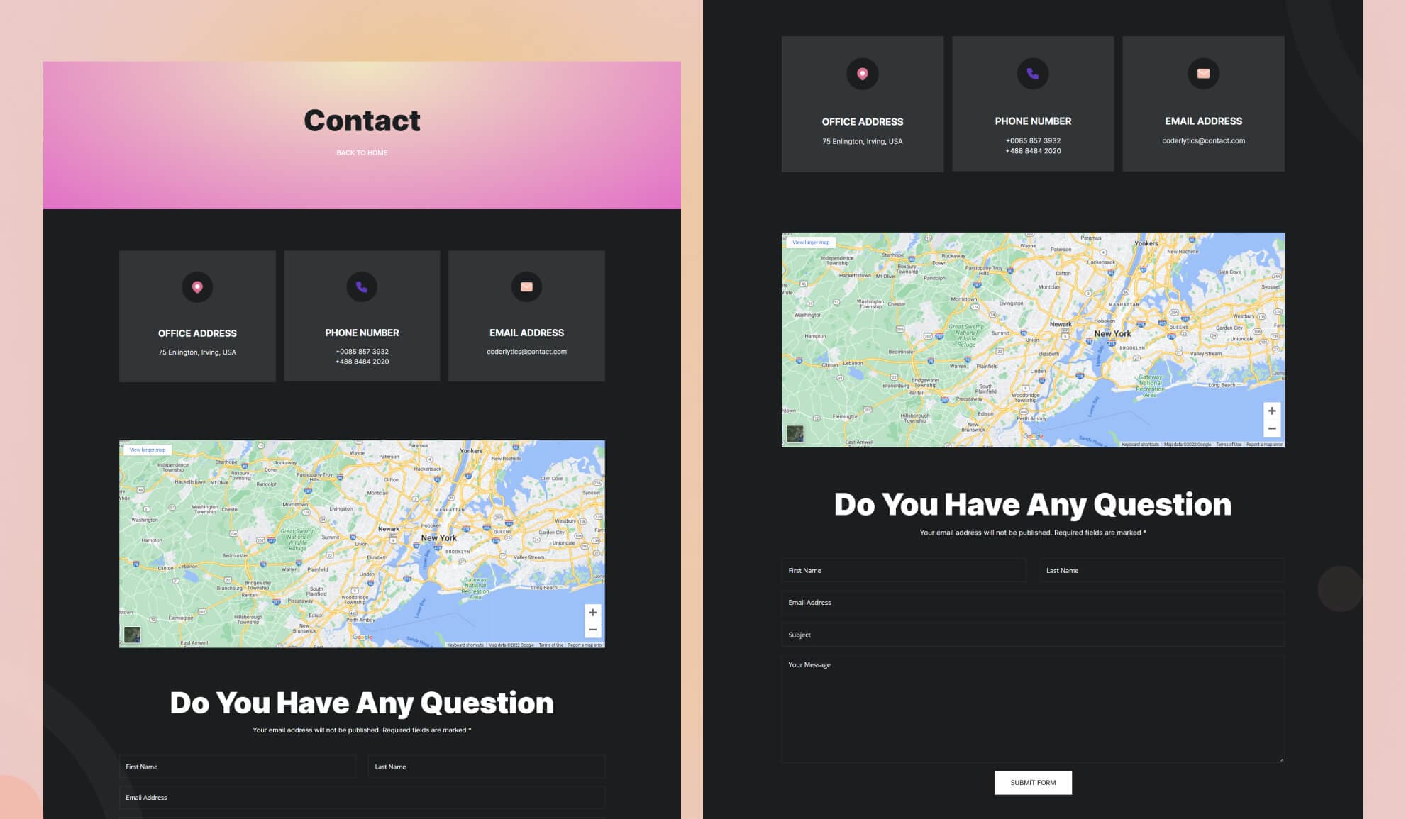 Coderlytics Contact Page For Gutenberg Banner