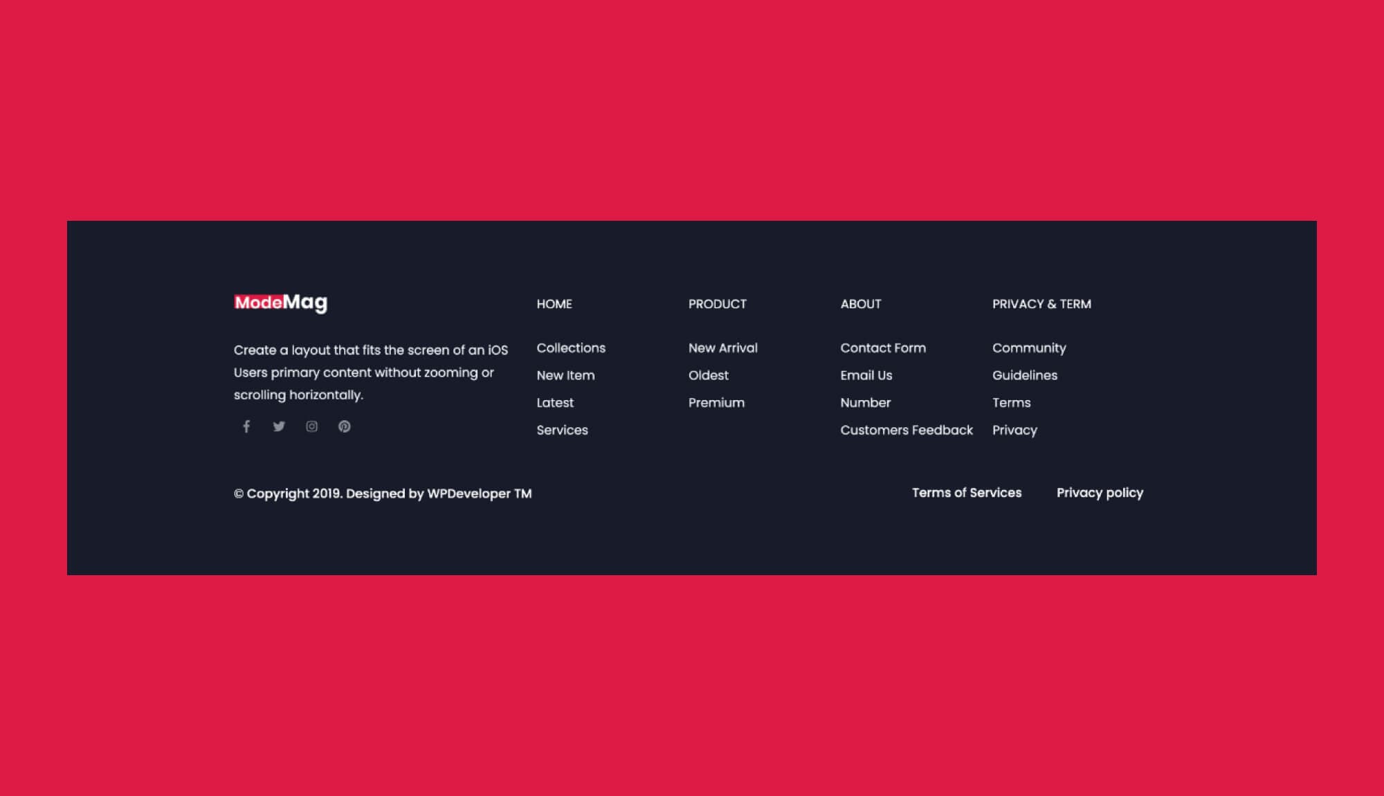 Modemag Footer Section For Gutenberg By Templately