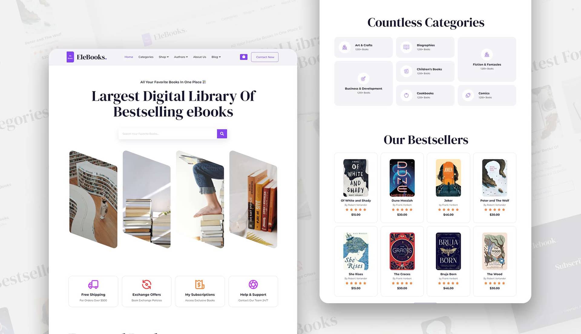 EleBook Home Page By Templately