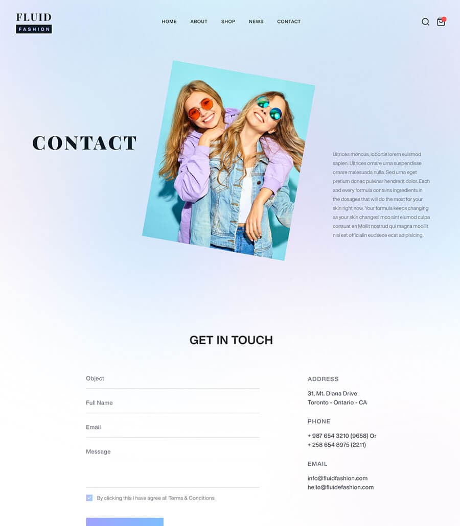 Fluid Fashion Contact Page thumbnail