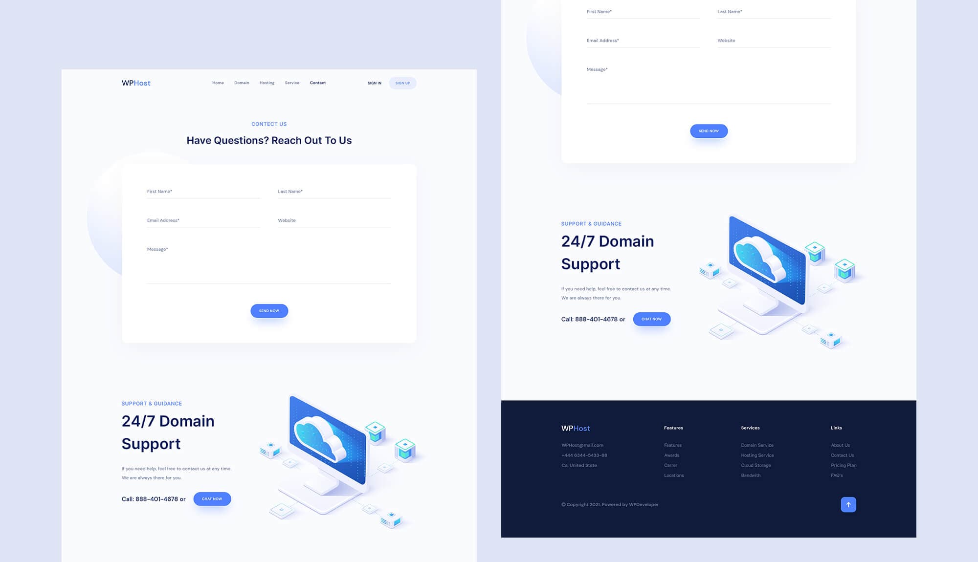 WPHost Contact Page Banner