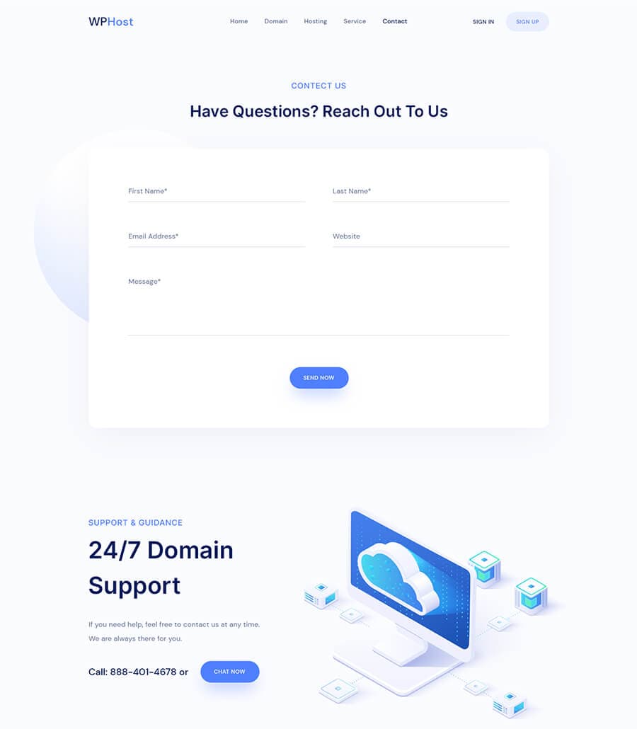 WPHost Contact Page thumbnail