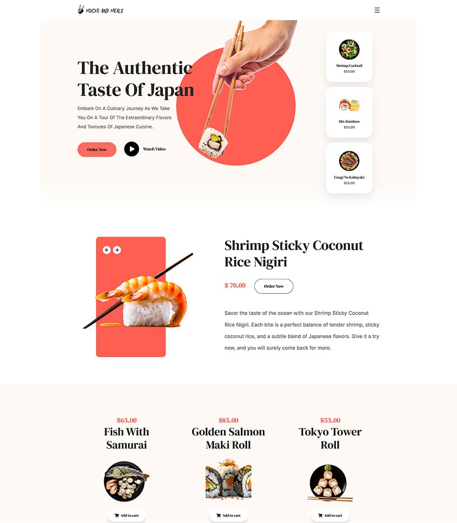 Mochi And Meals Home Page For Gutenberg thumbnail
