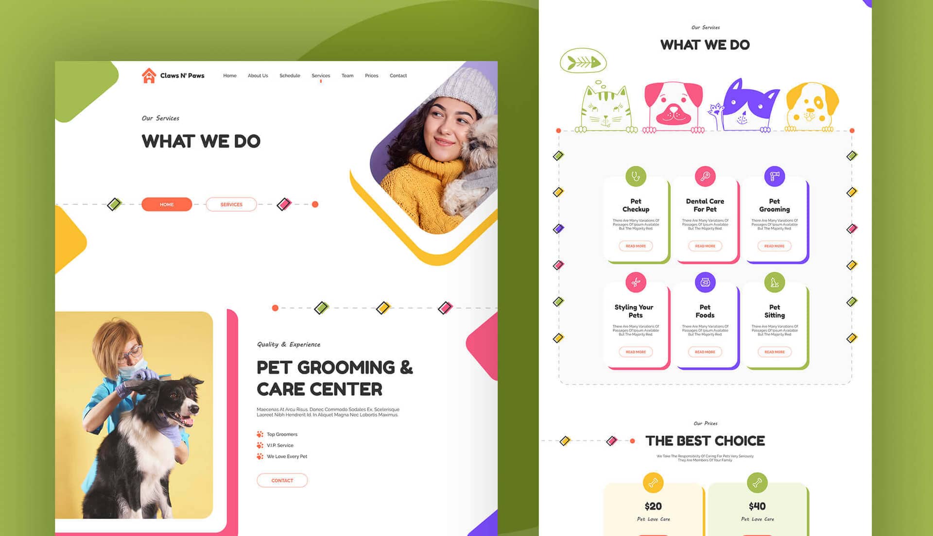 Claws & Paws Services Page By Templately