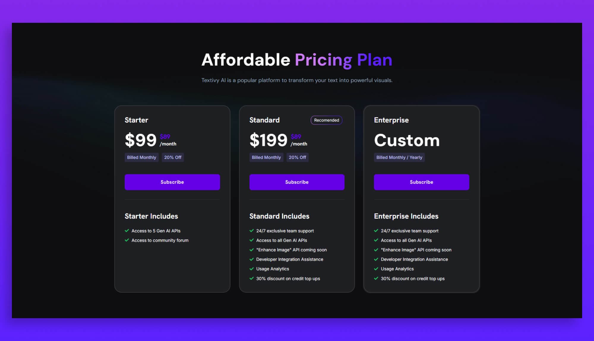 Textivy AI Pricing Section Banner