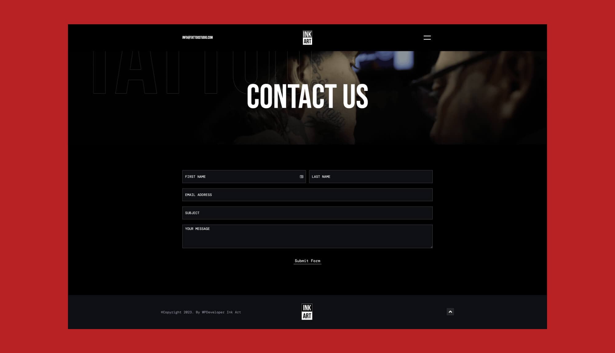 Ink Art Contact Page For Gutenberg Banner