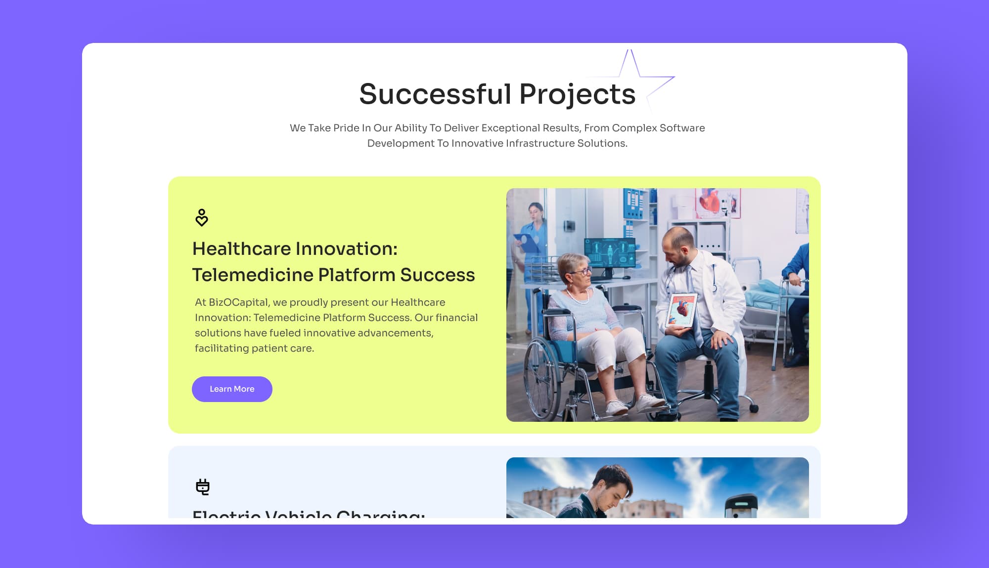 BizOCapital Projects Section Stacked Layout Banner