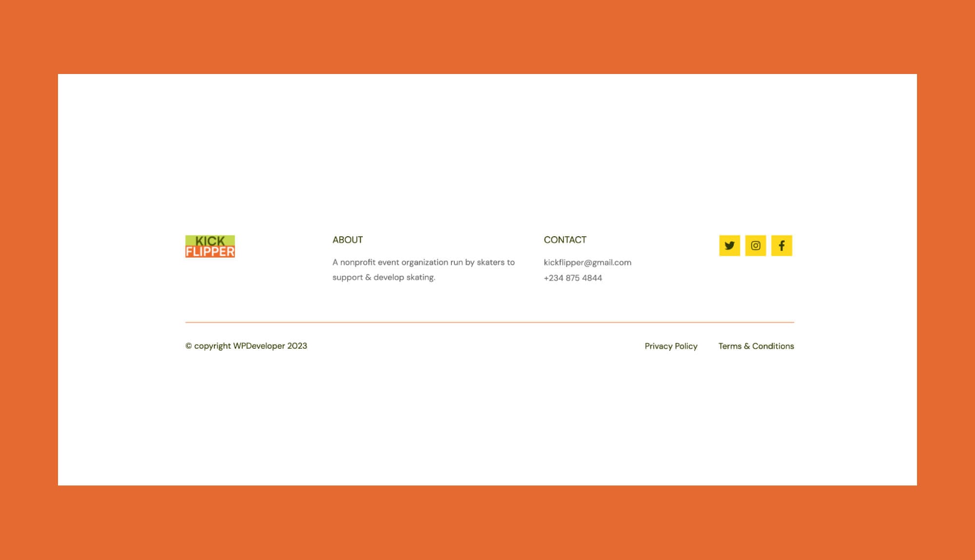 Kick Flipper Footer Section For Gutenberg Banner