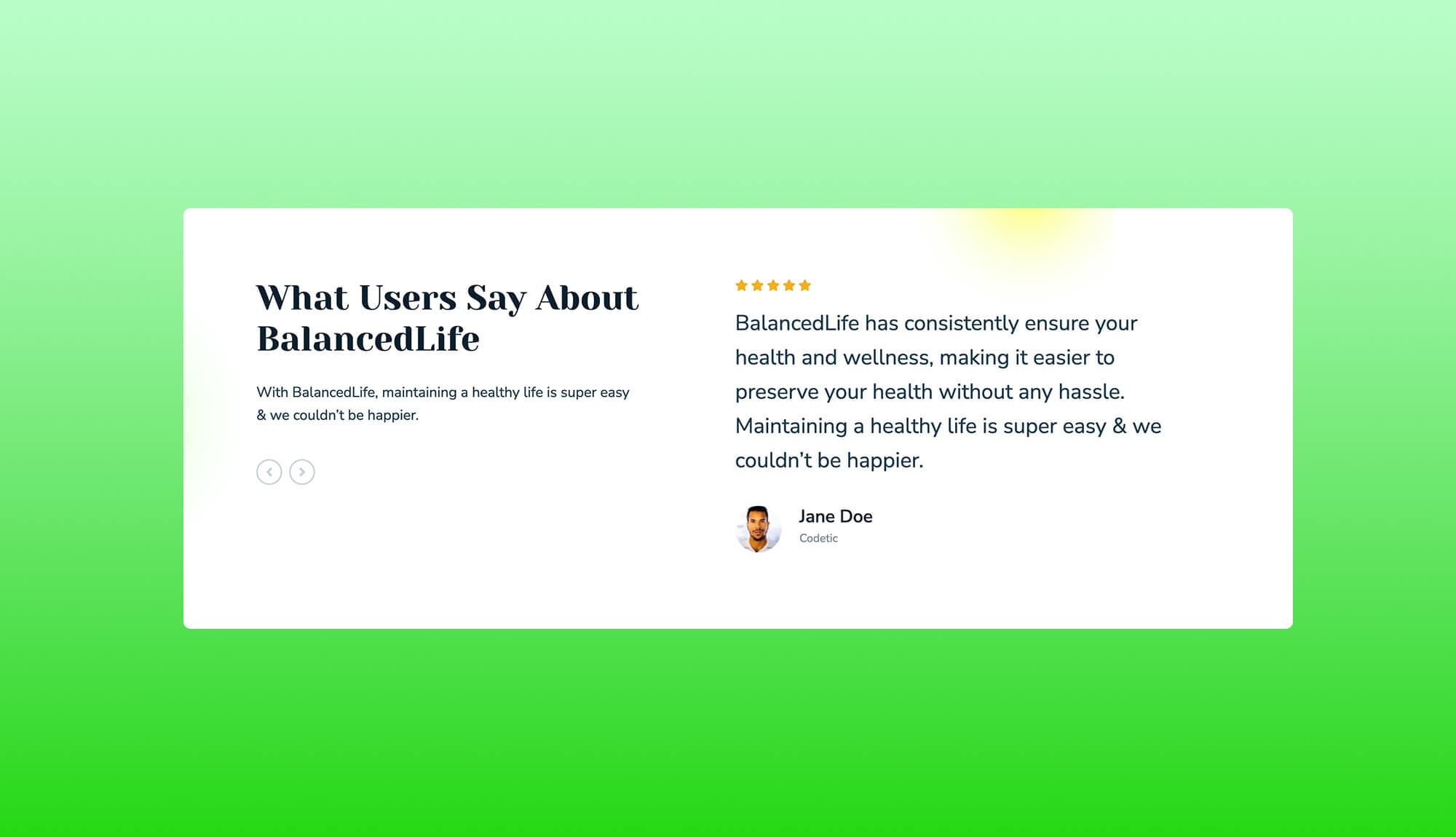 BalancedLife Testimonial Section By Templately