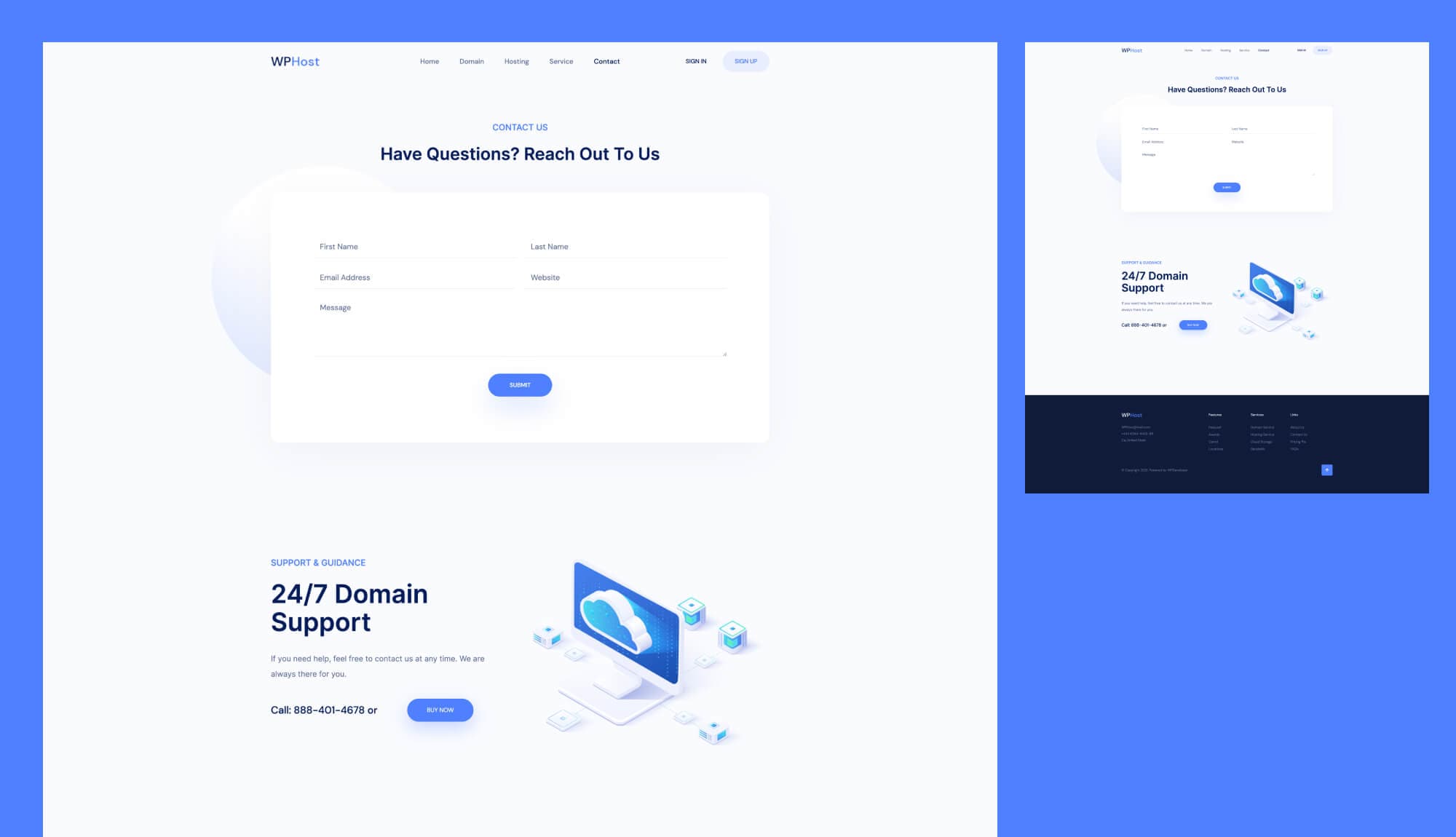 WPHost Contact Page For Gutenberg Banner