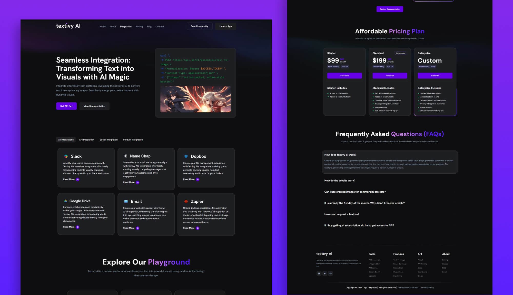 Textivy AI Integration Page By Templately