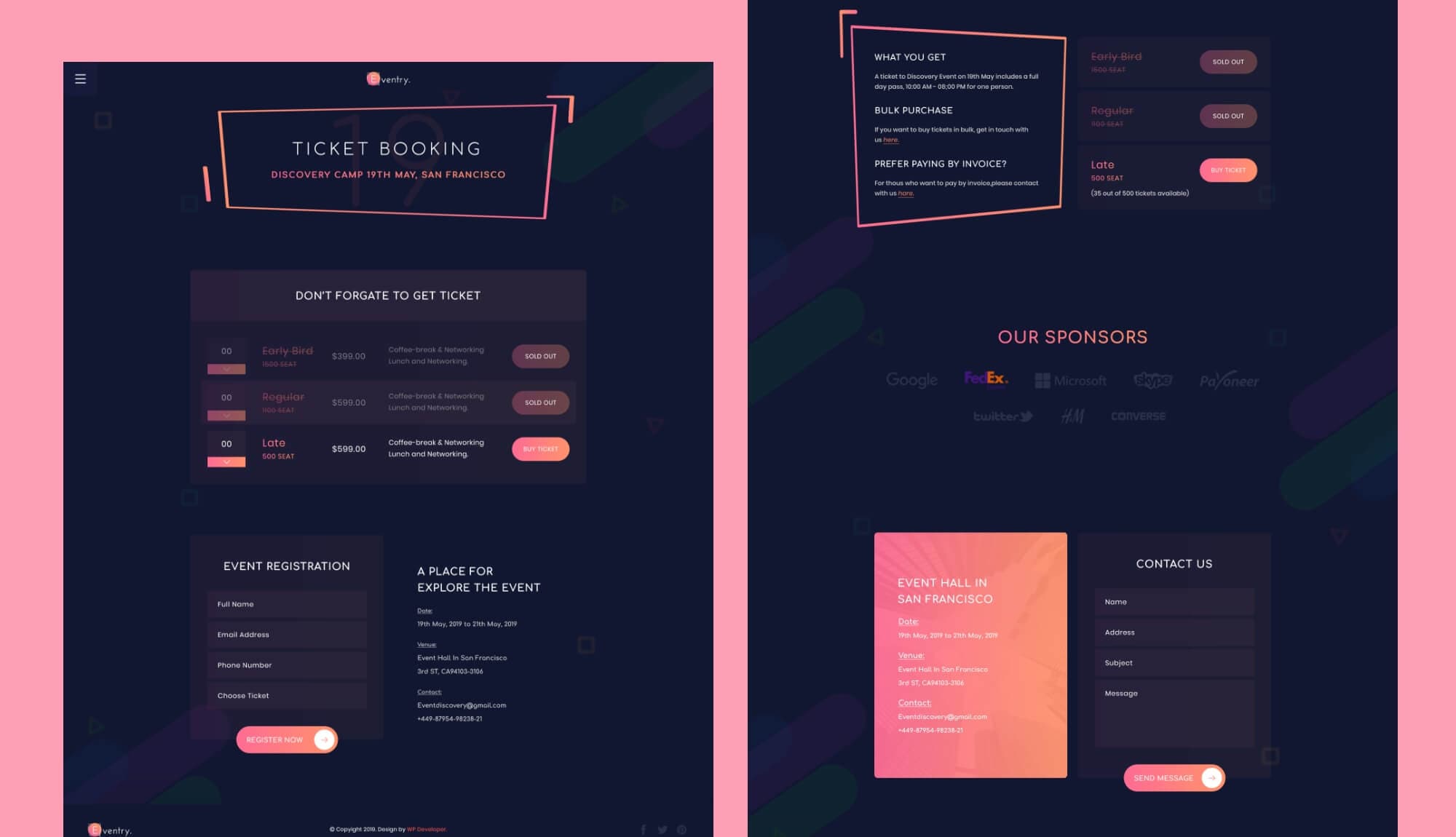 EventGree Event Template Ticket Booking Banner
