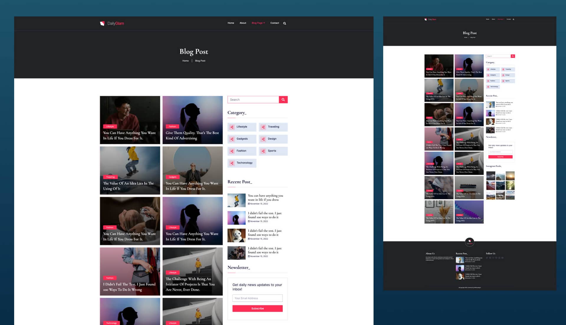 DailyGlam Blog Page By Templately