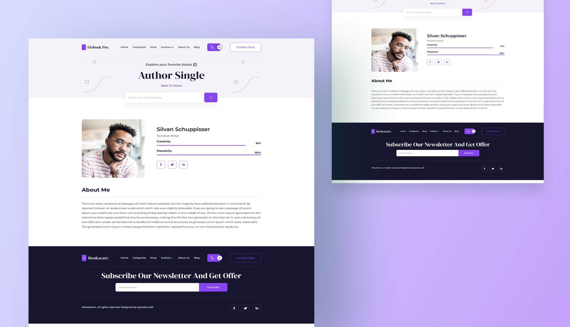 Elebook Author Details Page For Gutenberg Banner