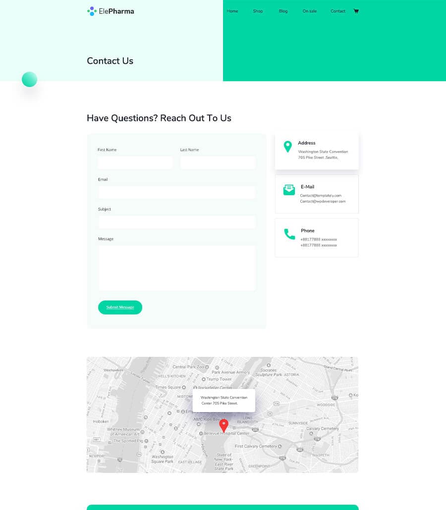 ElePharma Contact Page thumbnail