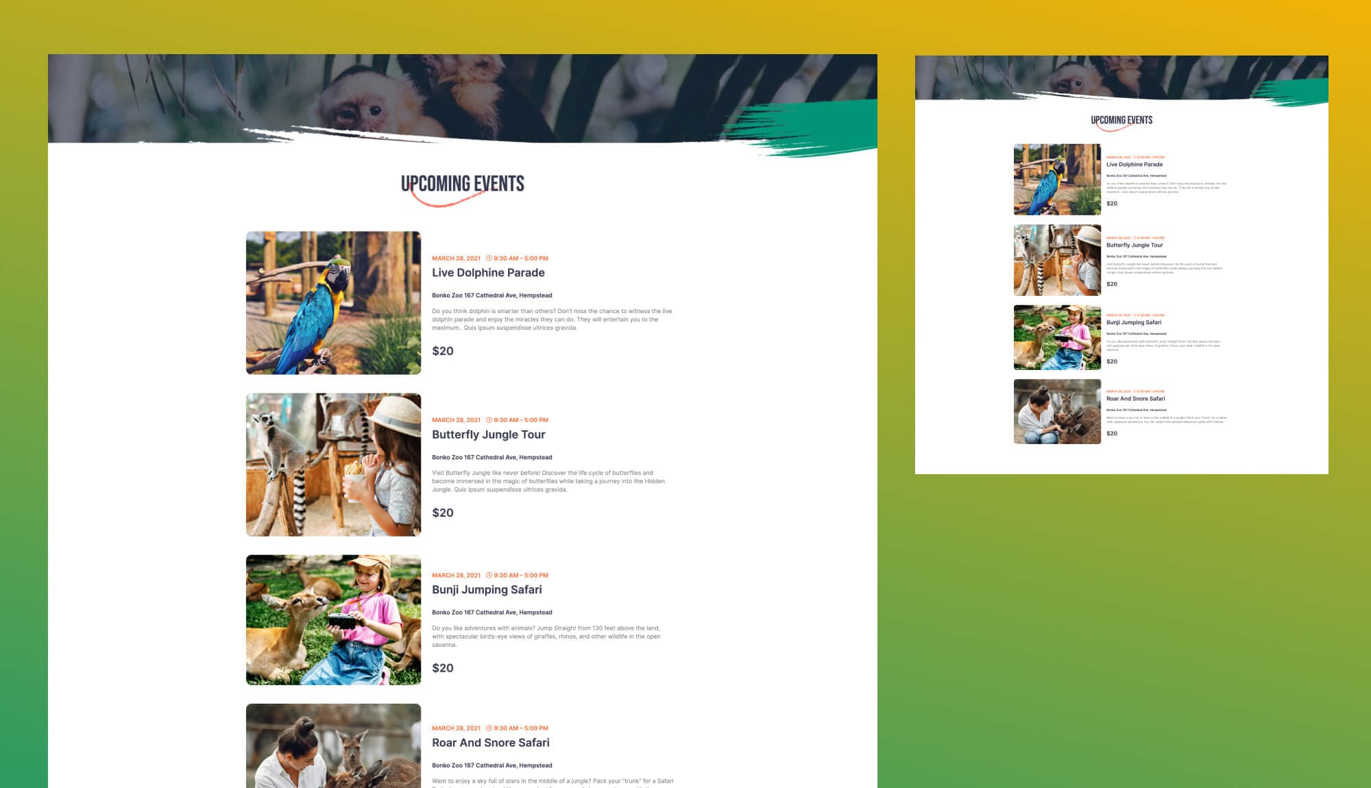Zoo Park Events Page For Gutenberg Banner