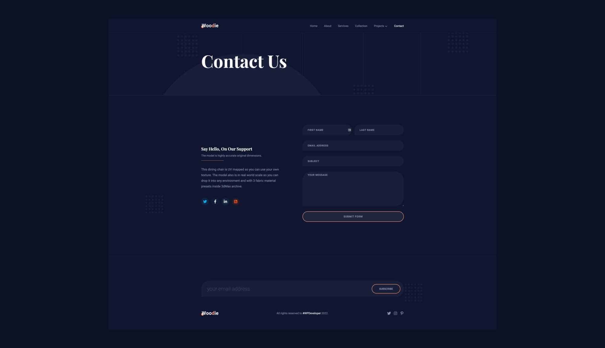 Woodie Contact Page For Gutenberg By Templately